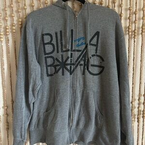 Vin Y2K Billabong Hoodie Mens Gray Full Zip Graphic Hoodie Sweatshirt Lg
